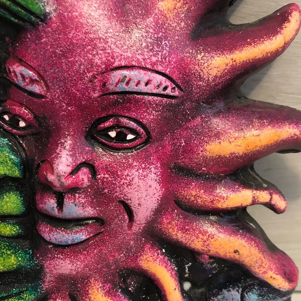 UPDATED! Hand Painted Celestial Sun and Moon Terracotta Wall Hanging